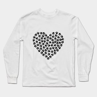 Dog Footprint Heart Long Sleeve T-Shirt